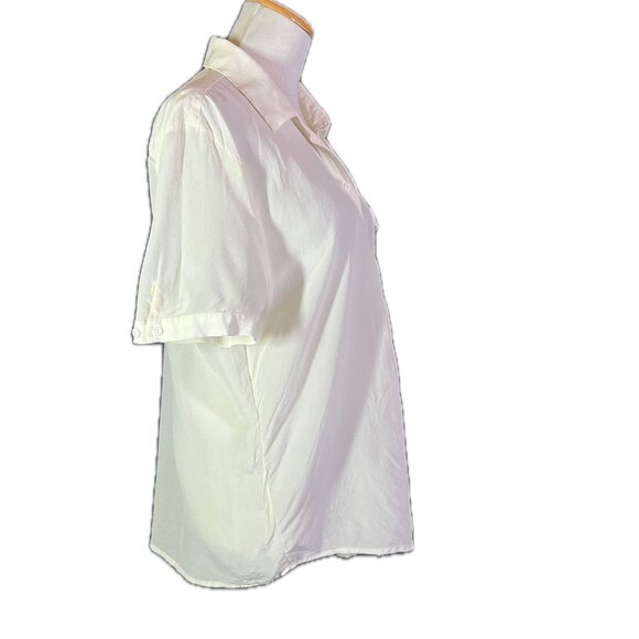 Joe Fresh Size XL Silk Short Sleeve Shirt Sheer Off-White - Picture 4 of 11
